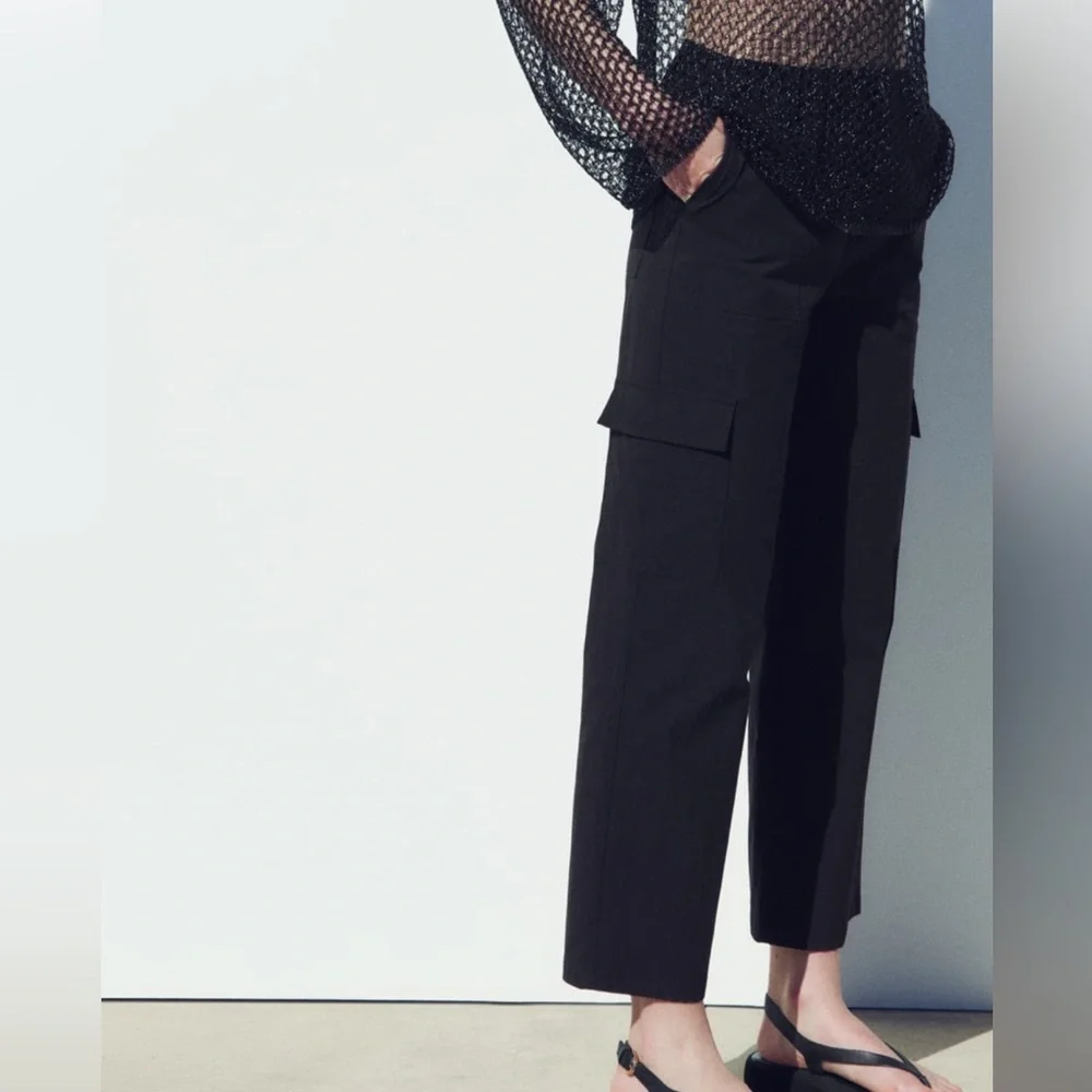 Zara straight cargo pants Black NWT size XXL_3